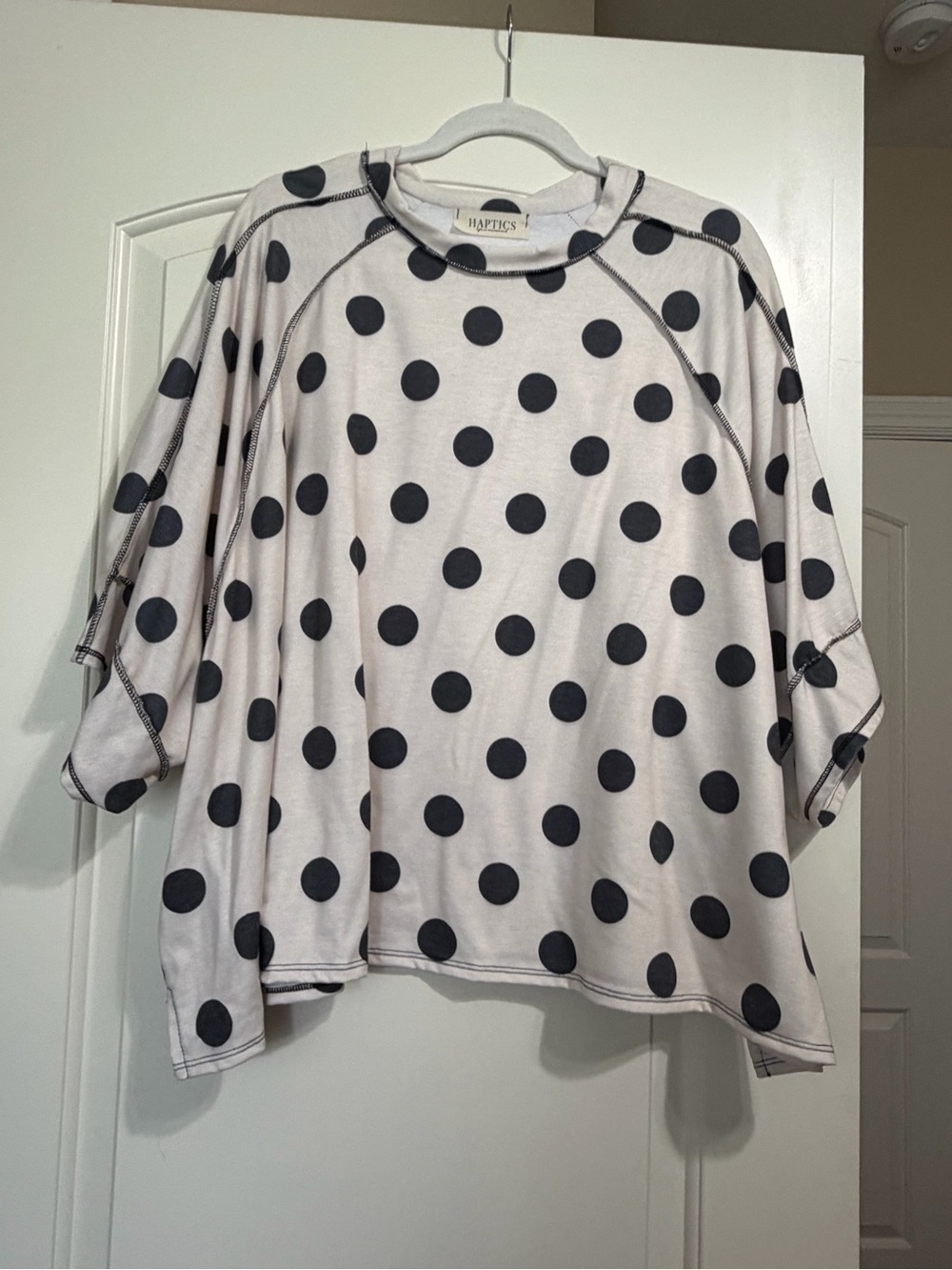 Apple White Polka Dot Relaxed Women's Top